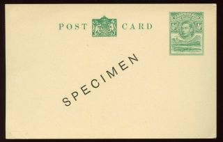 Basutoland - 1937 - Postal Stationery - Specimen - Postal Card - Hg 3