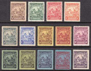 Barbados 1925 - 35 Kgv Definitive Set,  1s Shade M,  Sg 229 - 239 Cat £80