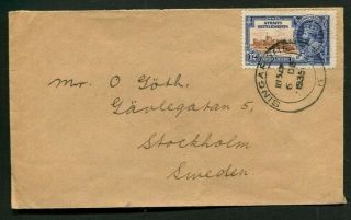 1935 Silver Jubilee Straits Settlements 12 Cents On Cover To Sweden