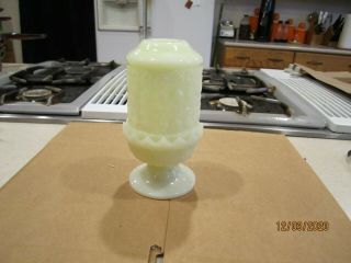 Vtg Fenton Olde Virginia Fine Cut & Block Custard Milk Glass Fairy Lamp Light