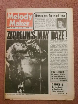 Melody Maker Newspaper March 15th 1975 Led Zeppelin May Daze Cover