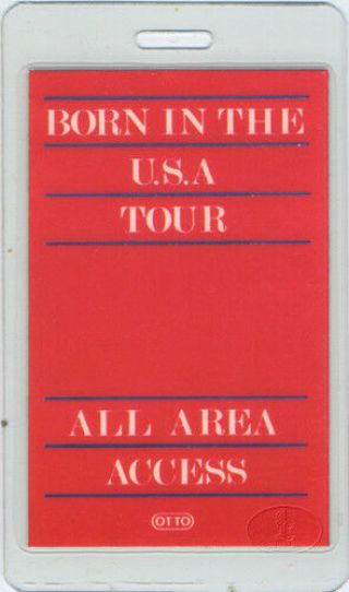 Bruce Springsteen 1984 Born In The Usa Laminated Backstage Pass