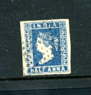India 1854 Half Anna Blue Die I Sg 2/5 Very Fine (n101)