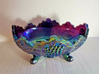 Carnival Glass Grapes And Vines Oval Bowl
