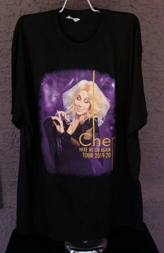 Cher Tee Shirt Here We Go Again Tour 2019 - 20 Concert Graphic Black Mens 2xl