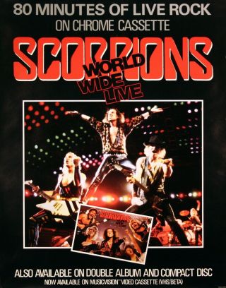 Scorpions 1985 World Wide Live Canada Promo Poster
