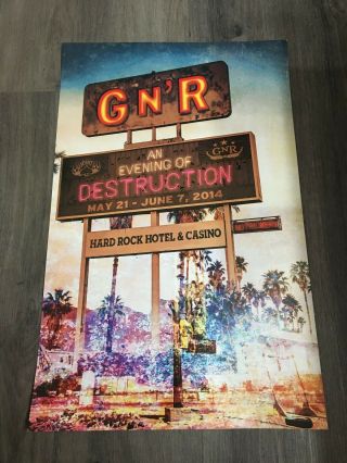 Rare Guns N Roses 2014 Las Vegas Evening Of Destruction Lithograph Poster