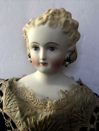Antique 21”h Parian Shoulder Head Bisque Doll Signed Emma Clear