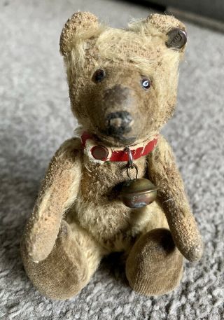 RARE ANTIQUE Early 1900s Steiff Mini 4”Teddy Baby Bear FF BUtton Stands With Cup 3
