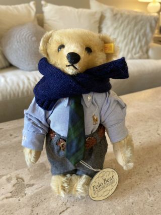 Polo Ralph Lauren Polo Steiff Mohair Teddy Bear “the Preppy Bear” W/ Tags