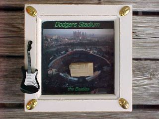 Beatles 1966 Dodgers Stadium Wood Seat Framed Display