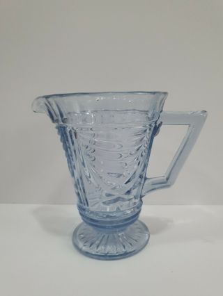 Vintage Sowerby Glass Jug Swag Lemonade Water Blue Art Deco 1930s