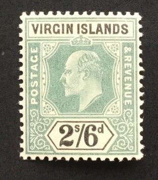 Br.  Virgin Is Edward Vii 1904 2/6 Green & Black M/mint Sg 61.  (cat £40)