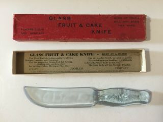 Vintage Blue Depression Glass Cake And Fruit Knife In The Box