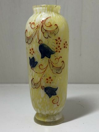 Antique Bohemian Czech Glass Vase Hand Painted Spatter Glass Franz Welz