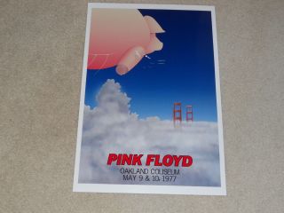 Large Pink Floyd Oakland 1977 Concert Poster,  19 " X13 " Rare Animals Tour