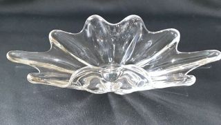 Vintage Large Mid Century Art Glass Stretch Swung Crystal Center Piece Bowl