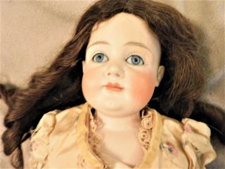 Antique 22” Closed Mouth ? German Bisque Doll 8 On Head Cloth Body