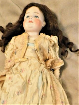 Antique 22” Closed Mouth ? German Bisque Doll 8 on Head Cloth Body 2