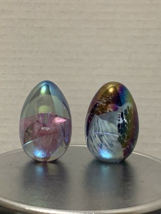2 Mount St.  Helens Ash Glass Egg Paperweights " Msh 88 " 86”