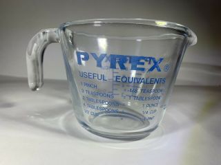 Vintage Pyrex Glass Measuring Cup 1 Cup 8oz.  Blue Glass 508 - 0 Corning - Euc