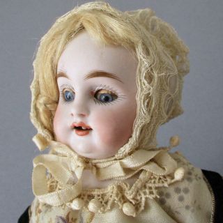 Antique 7.  5 " Kestner German Bisque Jointed Doll Glass Eyes Mohair Wig 150 Orig