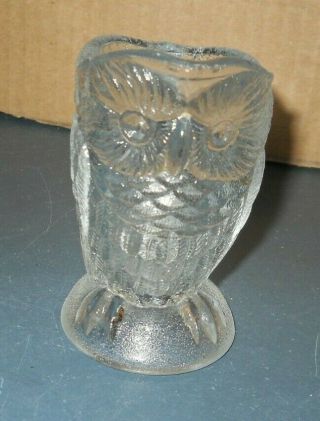 Vintage Imperial Glass Clear Owl Creamer Pitcher 3 1/2 " Tall