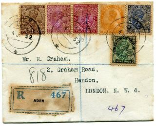 India Abroad - Aden 1932 Registered Cover To London