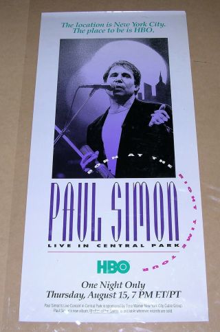 Rare - Paul Simon Promo Poster - Live In Central Park - 16x34 - 1990