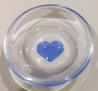 Orrefors Sweetie Blue Heart 5 1/2” Crystal Bowl Sweden