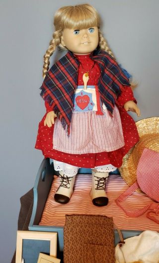 1990s PLEASANT COMPANY Kristen American Girl Doll SET w/ clothes bed accessories 2