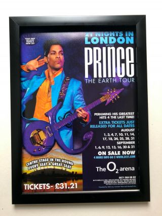 Prince - 21 Nights In London O2 Earth Tour - Framed Advert Poster