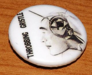 Vintage 25mm Badge Pin Throbbing Gristle Post Punk Industrial Button Old Band
