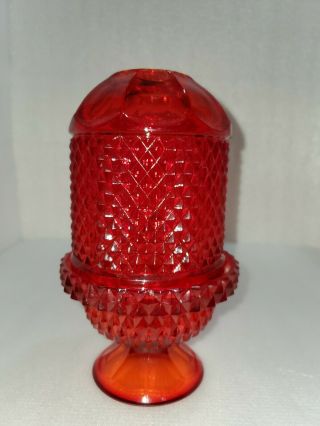 Viking Glass Diamond Point Glimmer Fairy Lamp Ruby