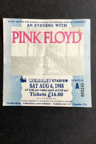 Pink Floyd Concert Ticket Wembley Stadium August 6th 1988 - Momentary Lapse Tour