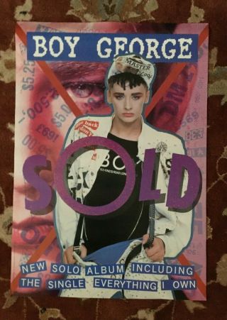 Boy George Rare Promotional Poster From 1987 Culture Club