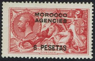 Morocco Agencies Spanish Currency 1914 Kgv Seahorses 6 Pesetas On 5/ -