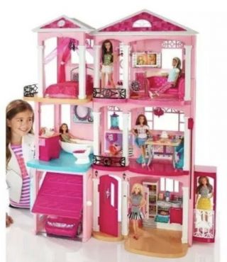 Mattel Barbie 3 Story Pink Furnished Doll Town house Dreamhouse Townhouse 2