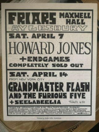 Grandmaster Flash / Howard Jones Flyer Friars Club 1984 Apr 14