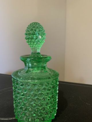 Duncan & Miller Perfume Bottle Hobnail With Stopper Decanter Dauber Green Rare
