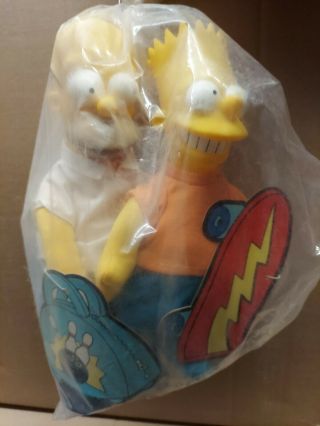 Vintage The Simpsons Homer And Bart Simpson 10 " Plush Stuffed Doll Burger King