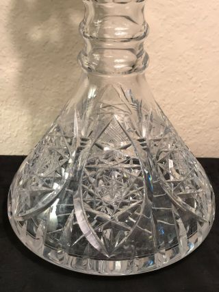Fine Cut Crystal Decanter w/ 3 - Ring Neck,  Starburst & Faceted Stopper 750ml 2