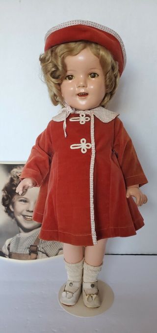 Vintage Ideal Shirley Temple 20 " Doll In Tagged Coat.