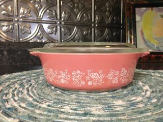 Vintage Pyrex Pink Gooseberry 1 Pint Casserole Dish 471 With Lid