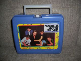 Vintage 1990 Kids On The Block Blue Hard Plastic Lunch Box W/thermos Nkotb