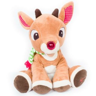 Rudolph The Red Nosed Reindeer Plush 10 " Sings Plays Music Crinkle Ears Stuffed