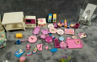 Vintage A Frame Pink Barbie Dream House Furniture Accessories plants box 1667 5