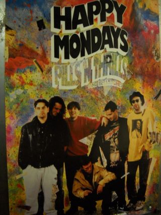 Happy Mondays 1990 Large Rare Record Company Promo Poster Pills Thrills