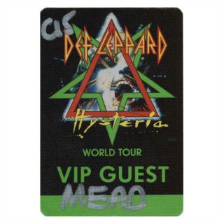 Def Leppard Authentic Vip Guest 1987 - 1988 Tour Backstage Pass