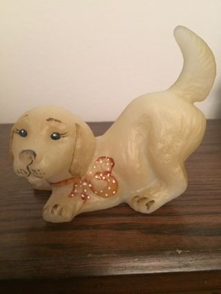 Fenton Hand Painted Glass Dog Figurine Signed By Artist J.  Powell